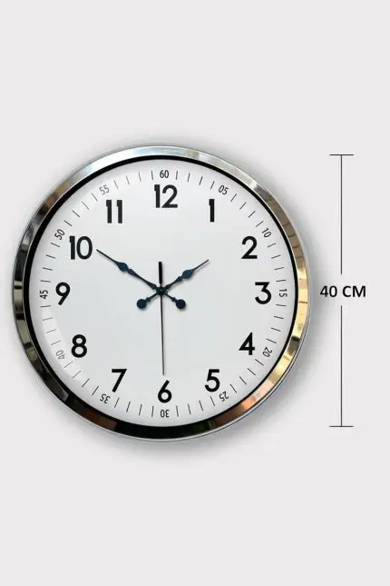 Dekoratif Duvar Saati Modeli | 40 cm Krom Metal | Butik Saat