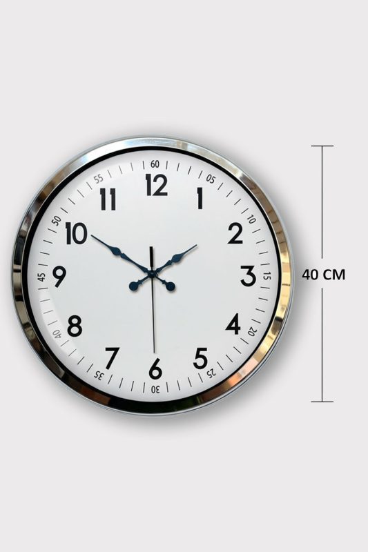 Dekoratif Duvar Saati Modeli | 40 cm Krom Metal | Butik Saat