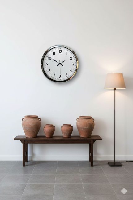 Dekoratif Duvar Saati Modeli | 40 cm Krom Metal