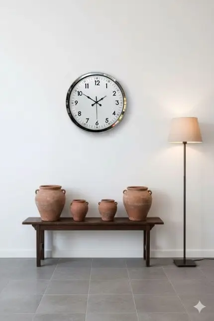 Dekoratif Duvar Saati Modeli | 40 cm Krom Metal