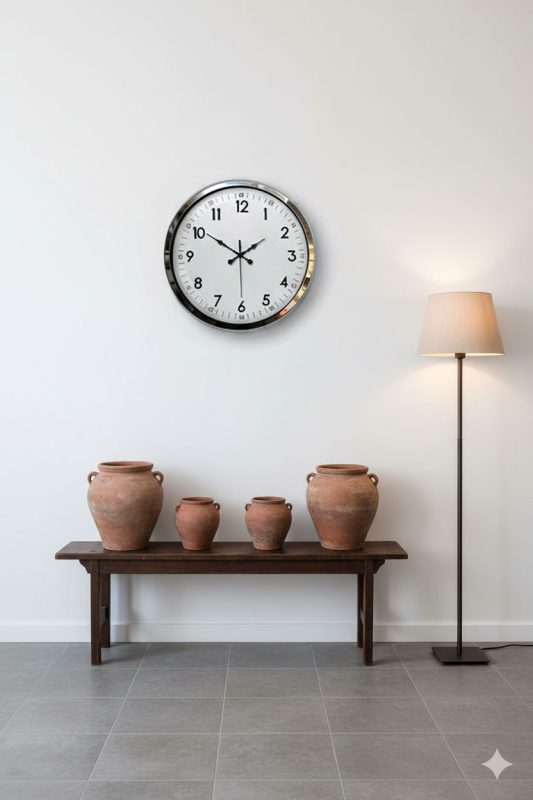 Dekoratif Duvar Saati Modeli | 40 cm Krom Metal