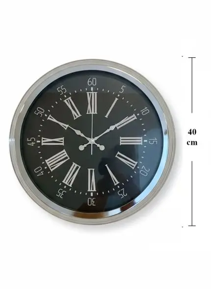 40 cm krom metal duvar saati