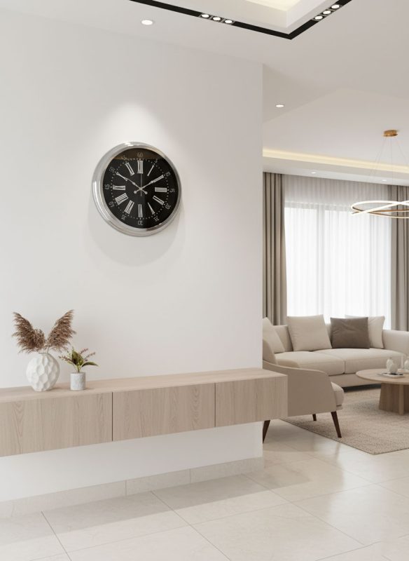 40 cm Metal Krom Duvar Saati