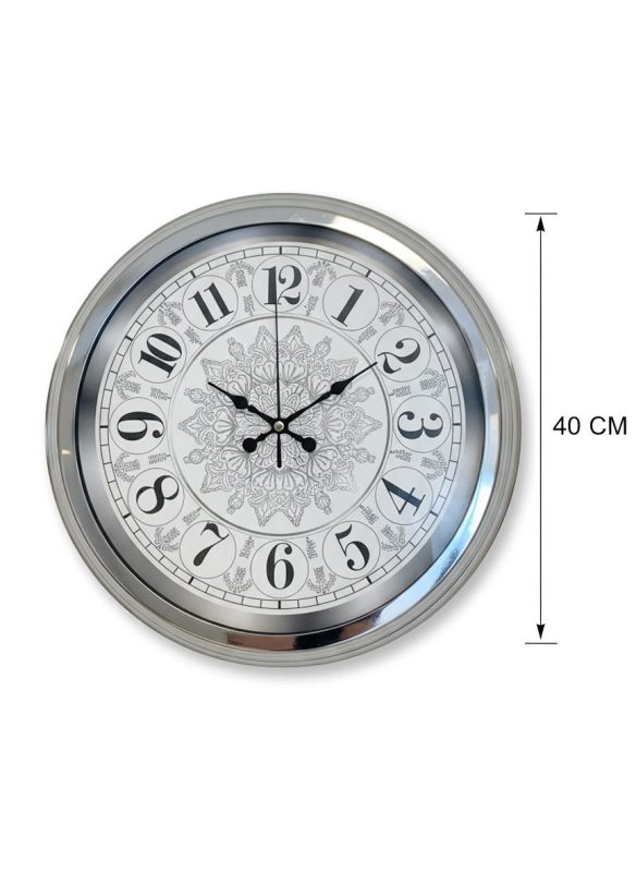 40 cm Krom Metal Dekoratif Duvar Saati