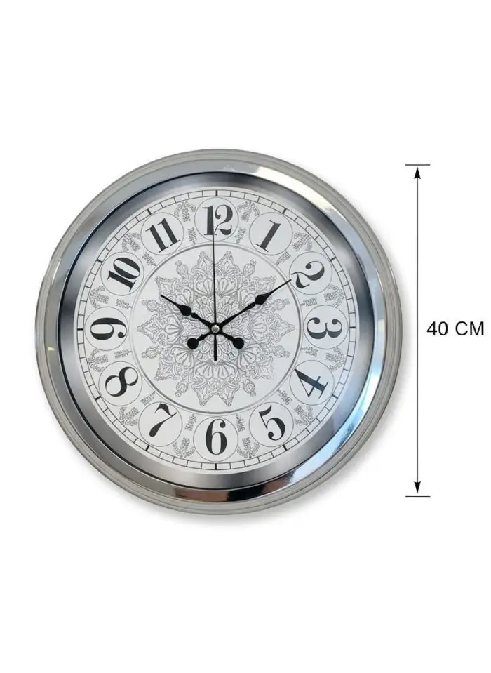 40 cm Krom Metal Dekoratif Duvar Saati