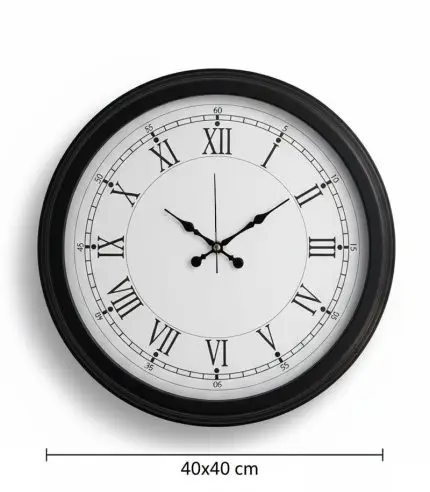 Metal Romen Siyah Duvar Saati