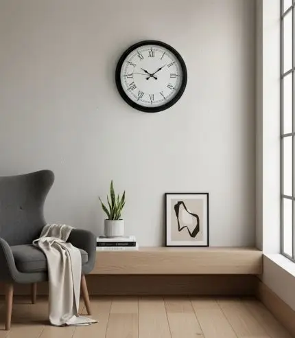 Metal Romen Siyah Duvar Saati