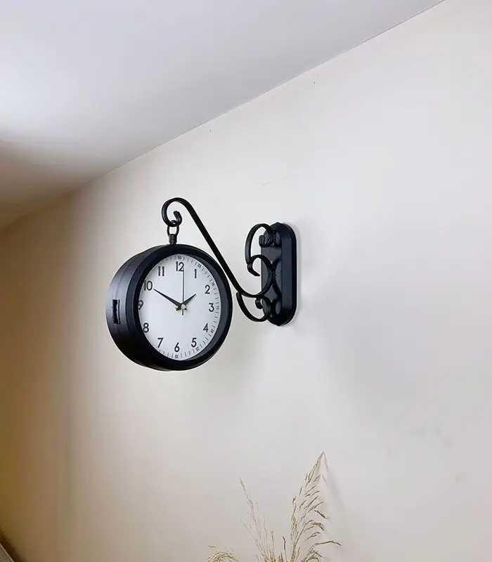 Çift Taraflı Klasik İstasyon Duvar Saati - 36x25 cm