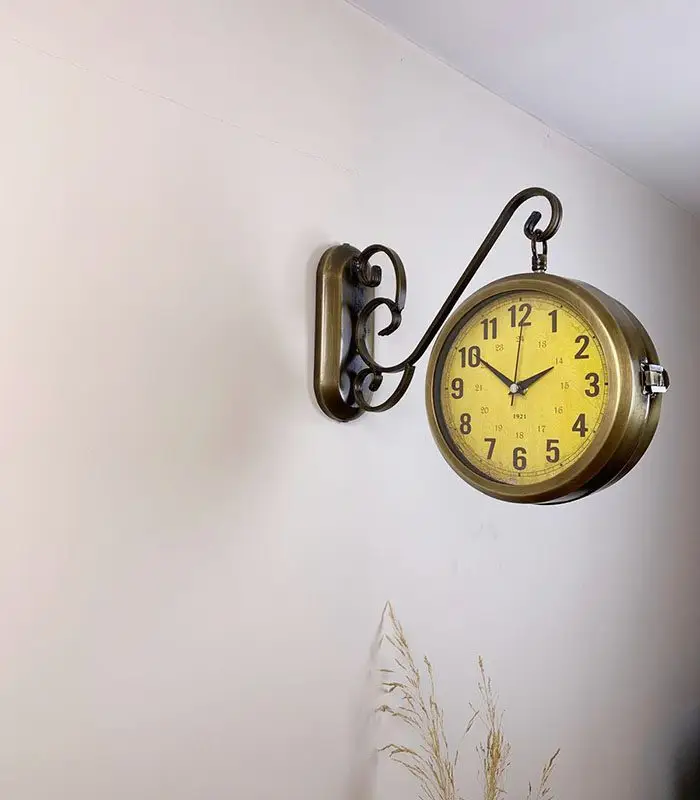 Çift Taraflı Anque İstasyon Duvar Saati - 36x25 cm