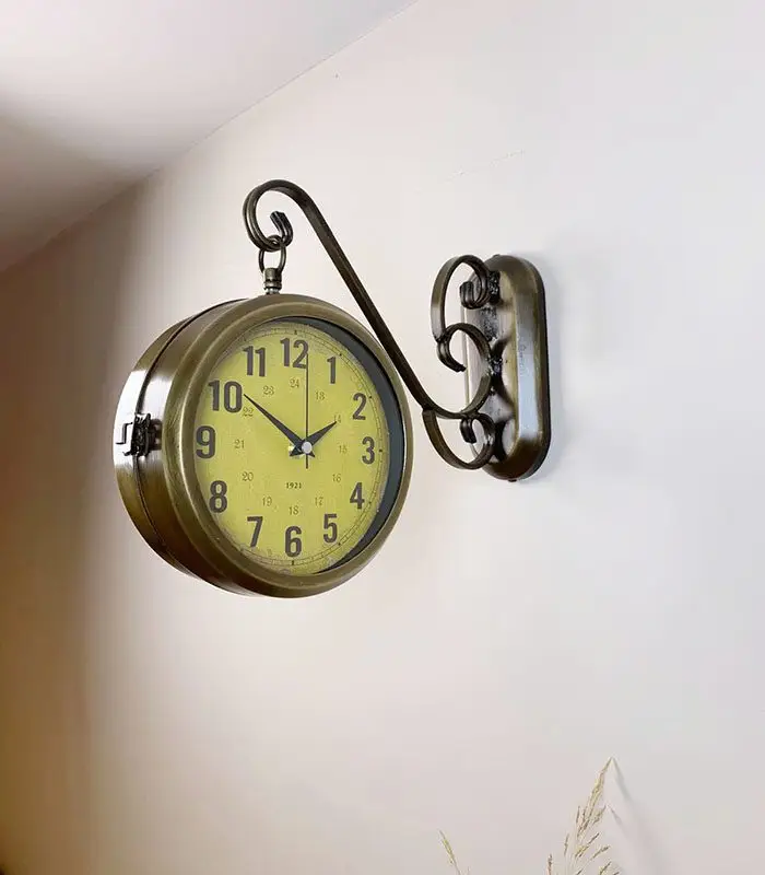 Çift Taraflı Anque İstasyon Duvar Saati - 36x25 cm