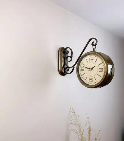 Çift Taraflı Antiquing İstasyon Duvar Saati - 36x25 cm