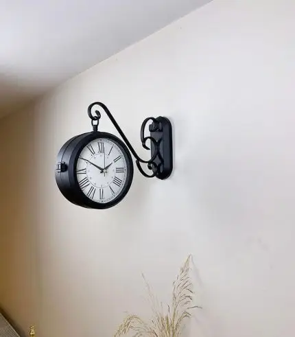 Çift Taraflı Modern İstasyon Duvar Saati - 36x25 cm