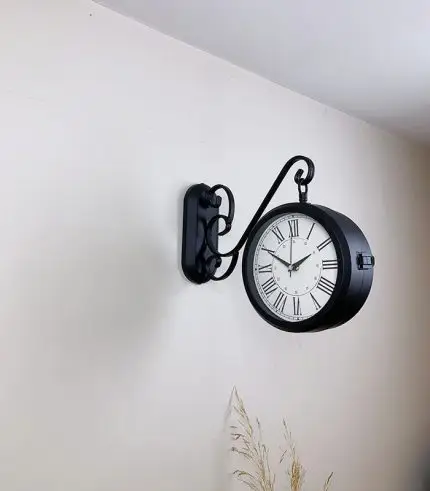 Çift Taraflı Modern İstasyon Duvar Saati - 36x25 cm