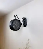 Çift Taraflı Siyah İstasyon Duvar Saati - 36x25 cm