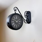 Çift Taraflı Siyah İstasyon Duvar Saati - 36x25 cm