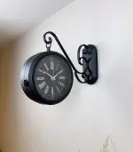 Çift Taraflı Siyah İstasyon Duvar Saati - 36x25 cm