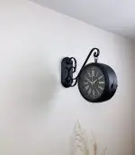 Çift Taraflı Siyah İstasyon Duvar Saati - 36x25 cm