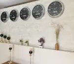 Dünya Saatleri Duvar Saati 40 cm Krom Metal 5’li Seti