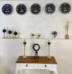 Dünya Saatleri Duvar Saati 36 cm Krom Metal 5’li Seti