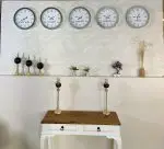 36 cm Krom Metal 5’li Seti-Otel Dünya Saatleri Duvar Saati