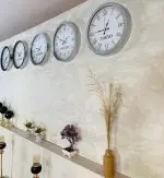 36 cm Krom Metal 5’li Seti-Otel Dünya Saatleri Duvar Saati