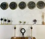 40 cm Eskitme Metal 5 li Set Otel Dünya Saatleri Duvar Saati