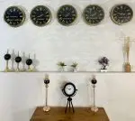 36 cm Eskitme Metal 5 li Set Otel Dünya Saatleri Duvar Saati