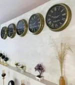 40 cm Eskitme Metal 5 li Set Otel Dünya Saatleri Duvar Saati