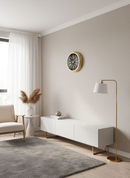 Dekoratif Duvar Saati Gold Metal