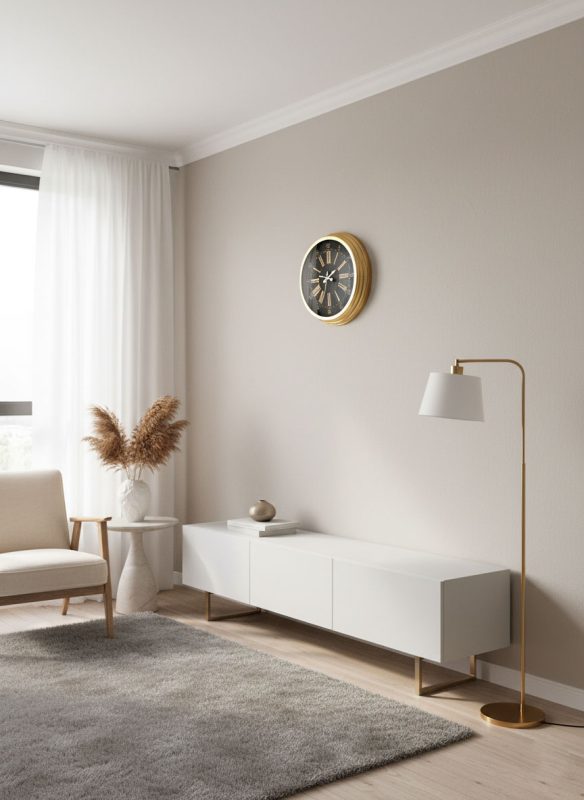 Dekoratif Duvar Saati Gold Metal