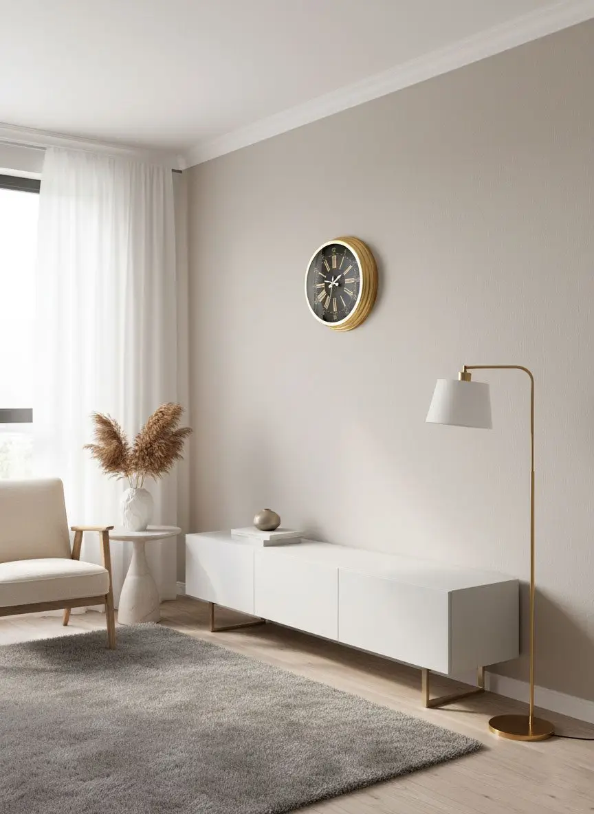 Dekoratif Duvar Saati Gold Metal