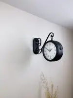 Çift Taraflı Romen İstasyon Duvar Saati 36×25 cm