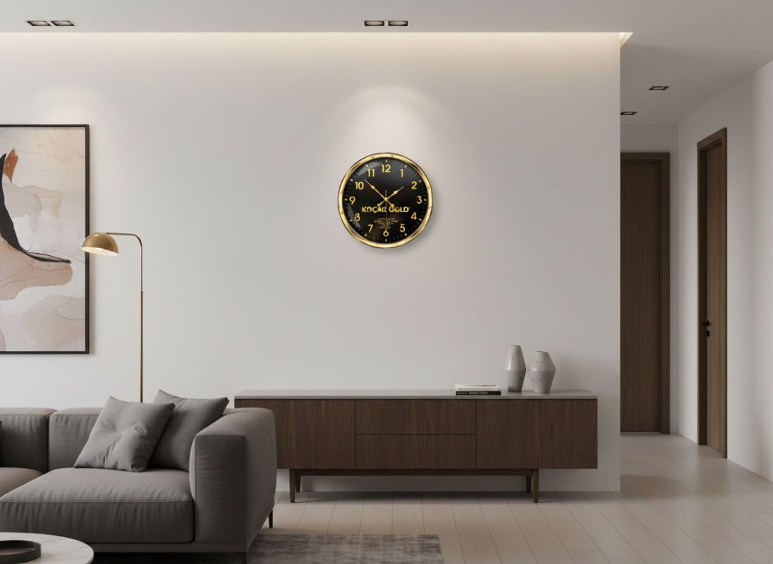 Promosyon Duvar Saat 40 cm Gold Metal