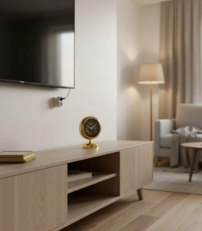 altın metal masa saati