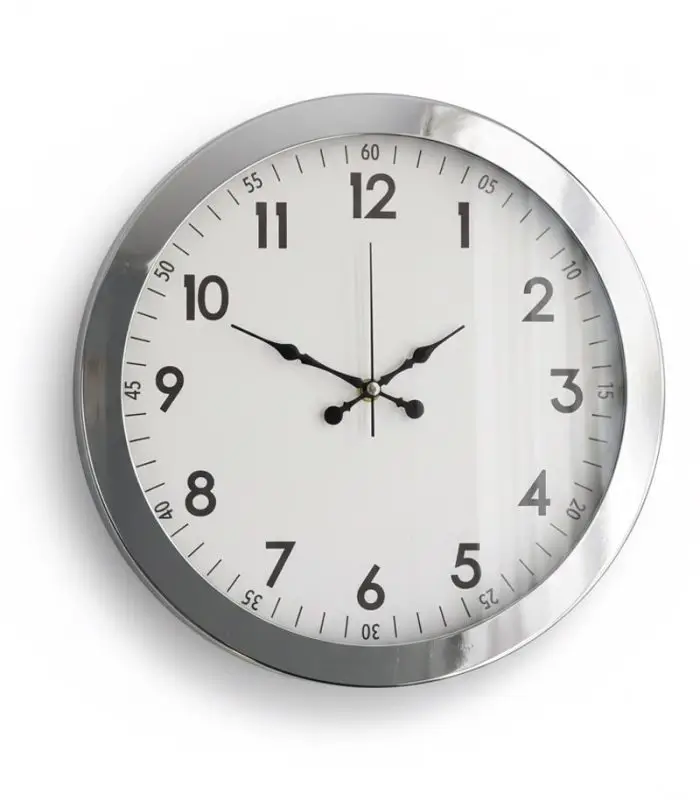 Metal Ofis Krom Duvar Saati