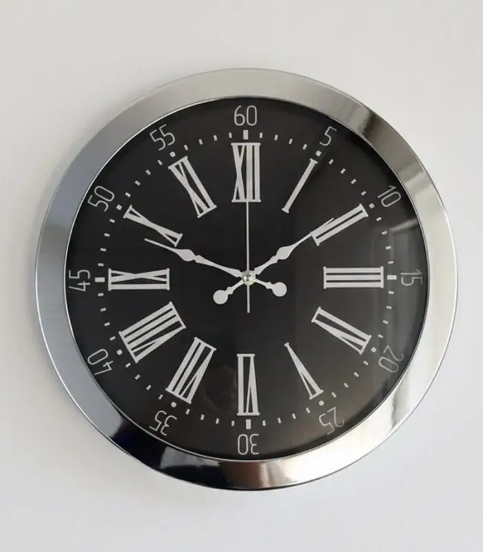Metal Tasarım Krom Duvar Saati