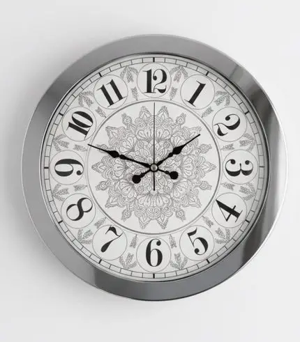 Metal Dekoratif Krom Duvar Saati | 36 cm | Butik Saat