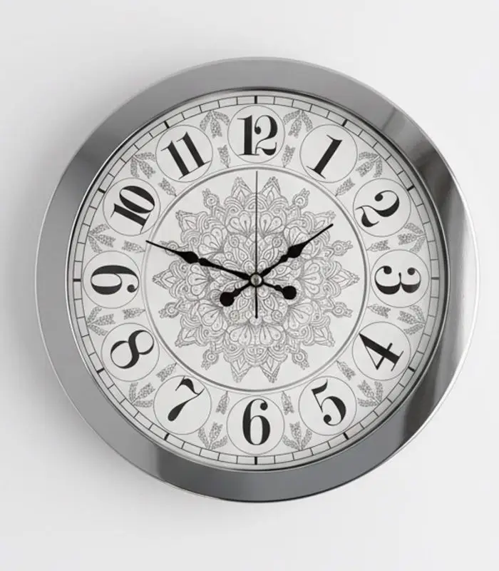 Metal Dekoratif Krom Duvar Saati | 36 cm | Butik Saat