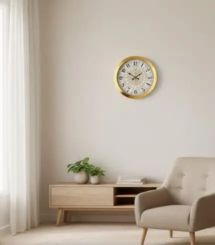 Metal Zengin Lüks Gold Duvar Saati