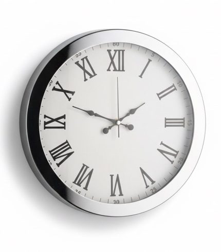 Metal Ofis Krom Duvar Saati