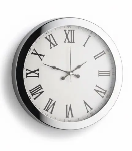 Metal Ofis Krom Duvar Saati