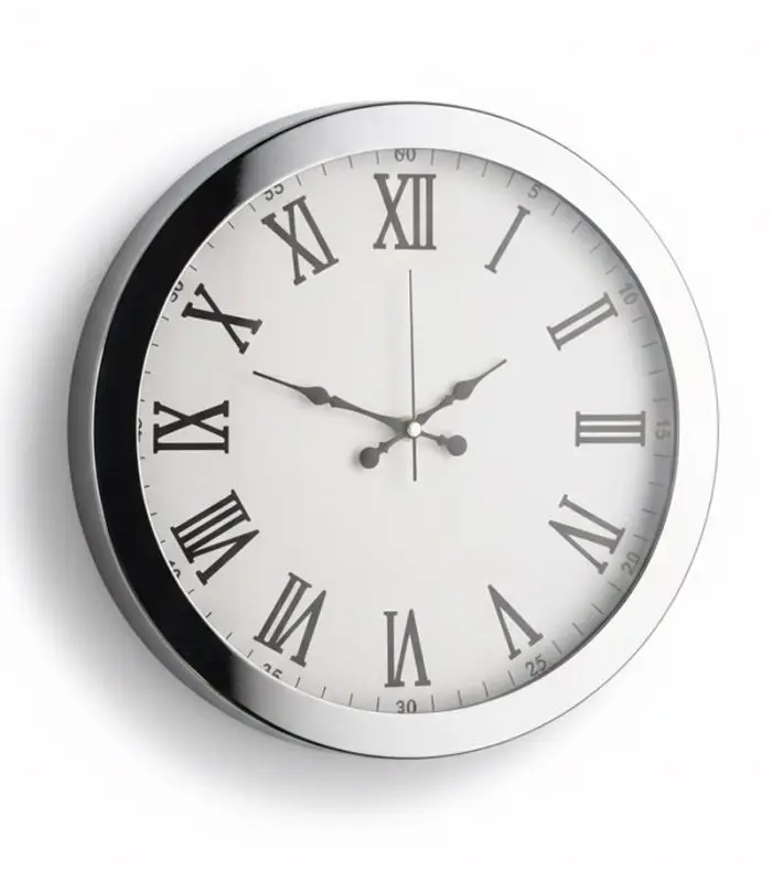 Metal Ofis Krom Duvar Saati