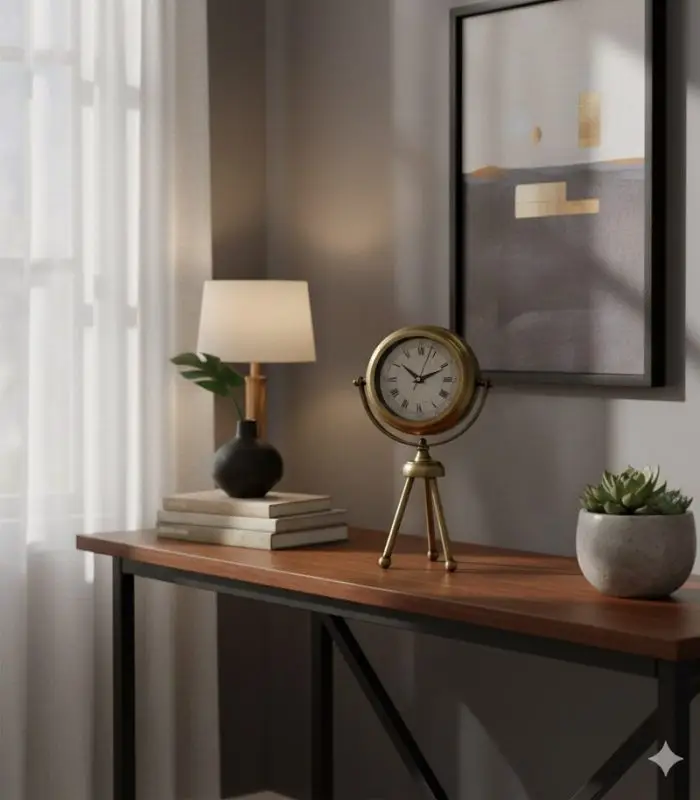 Mini Tripod Metal Eskitme Masa Saati