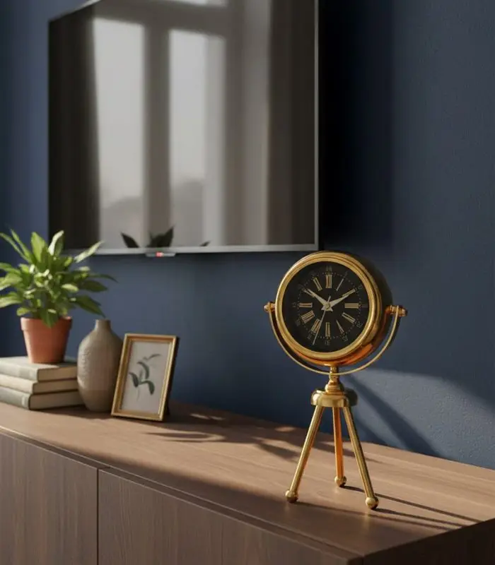 Mini Tripod Şık Gold Masa Saati