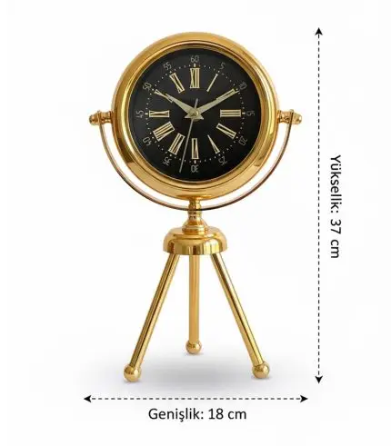 Mini Tripod Şık Gold Masa Saati