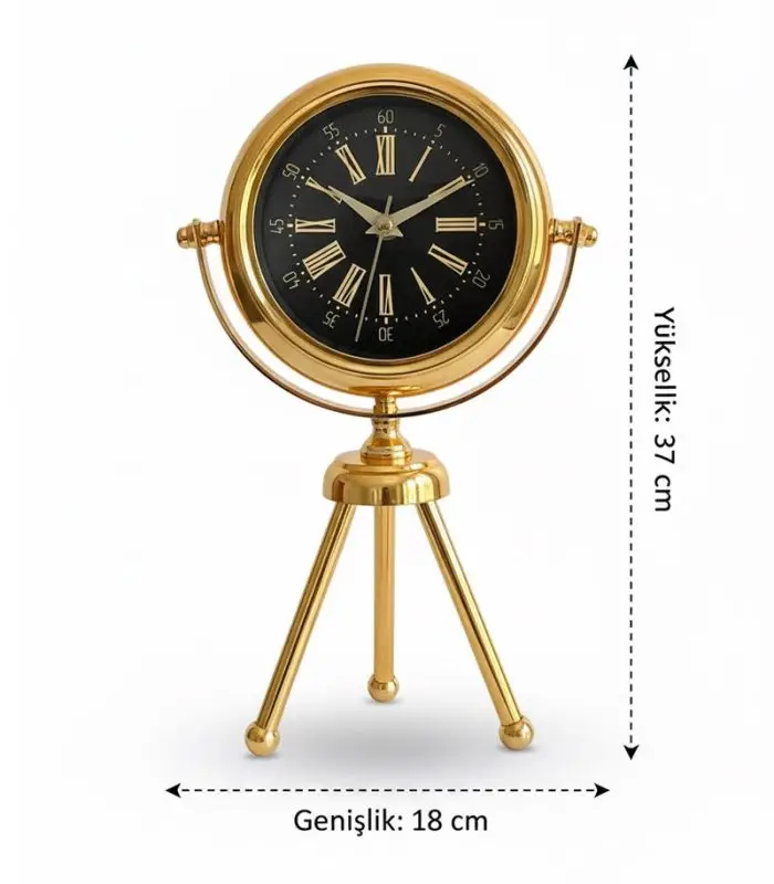 Mini Tripod Şık Gold Masa Saati