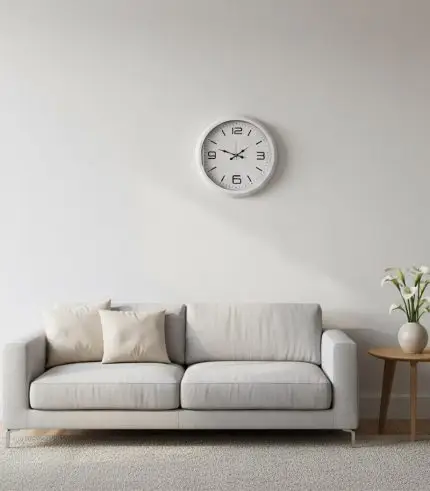 Metal Salon Retro Romen Beyaz Duvar Saati