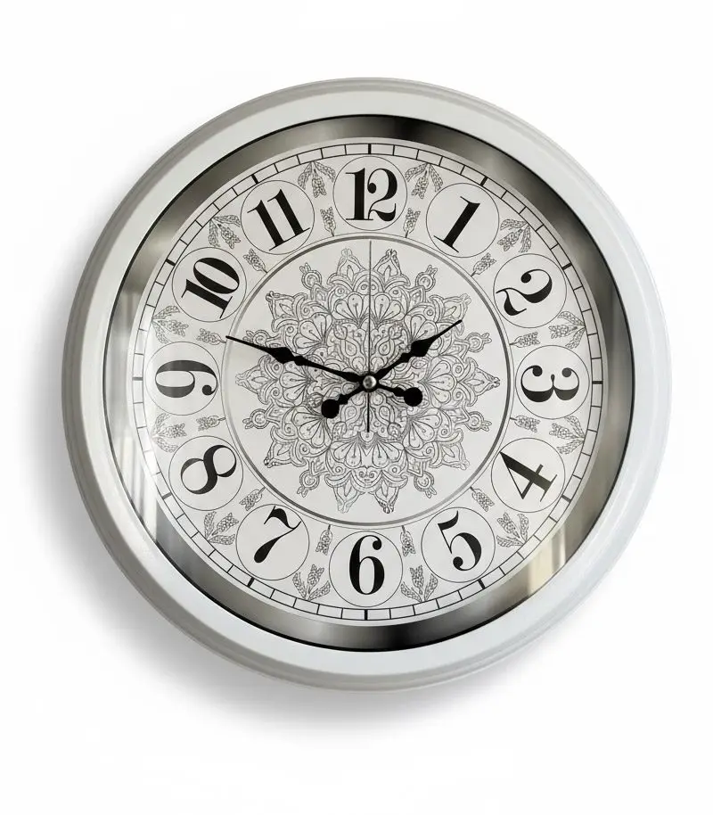 Dekoratif Beyaz Beyaz Duvar Saati