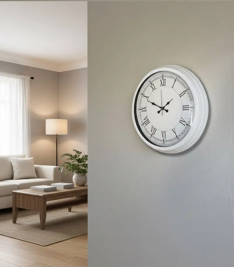 Dekoratif Retro Beyaz Duvar Saati