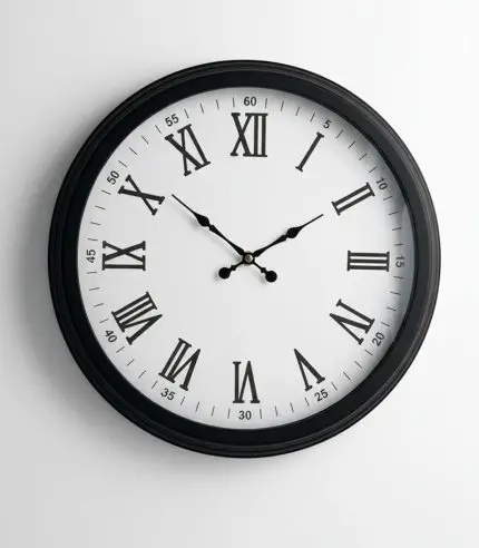 Metal Siyah Latin Duvar Saati | 40 cm | Butik Saat